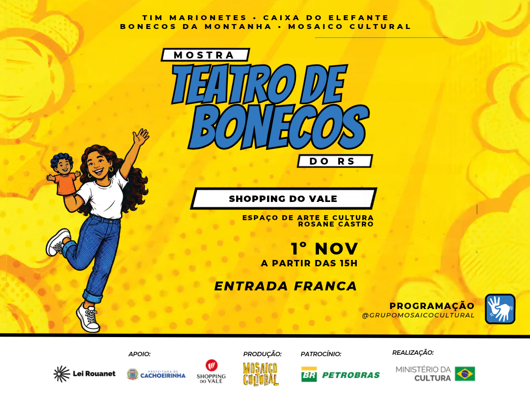 MOSTRA TEATRO DE BONECOS RS CHEGA AO SHOPPING DO VALE COM PROGRAMAÇÃO GRATUITA